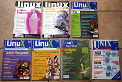 7 Zeitschriften: 2x Linux User 2002, 4x Linux Enterprise 2003, 1x Unix Open 2003