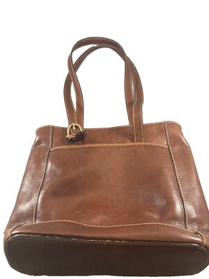 Talbot's genuine leather women's handbag Purse Brown Tan 14  X10  dual handles
