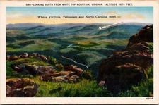 South From White Top Mtn-Where Virginia, TN, & N Carolina Meet-Linen Postcard