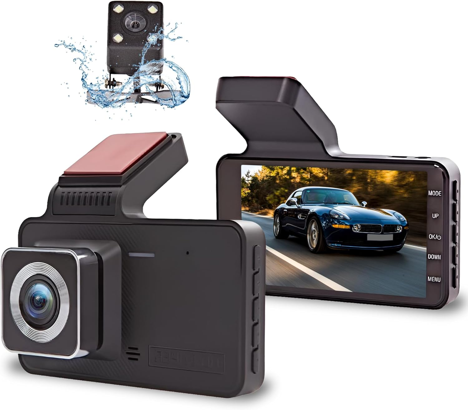 - Dual Lens Car Video Recorder - Front and Rear Dash Cam - HD1080P - Auto Black