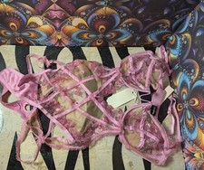 For Love Lemons Grace Teddy SIZE MEDIUM NWT Bodysuit, Pink, Shimmery Flowers