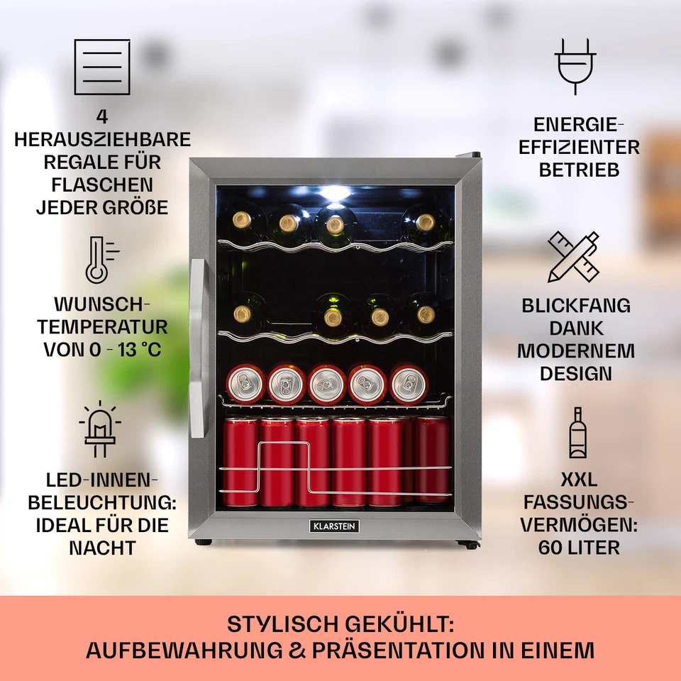 Getränkekühlschrank XL 60l Bierkühlschrank Flaschenkühlschrank Weinkühlschrank - Bild 2 von 4