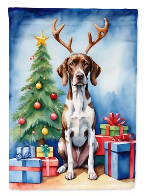 Pointer Christmas Reindeer Dog Flag