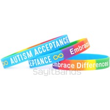 3 of XL Adult Size Infinity Sign Autism Acceptance Silicone Wristband Bracelets