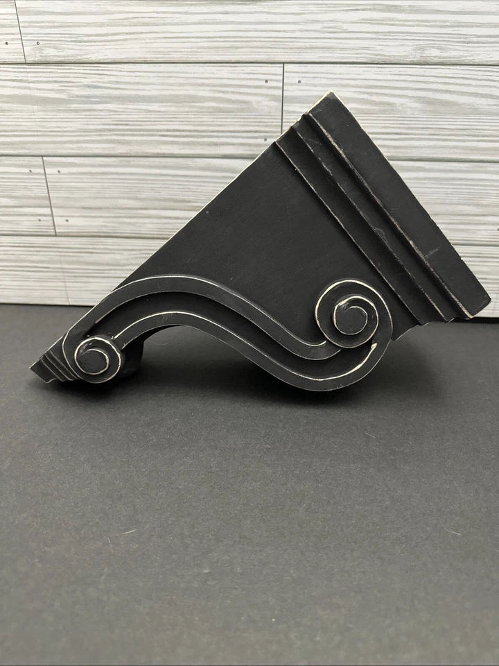 Ménsula decorativa vintage Ekena Millwork 3,375" x 10,5" x 6,5" restauración madera negra Foto 2 de 4