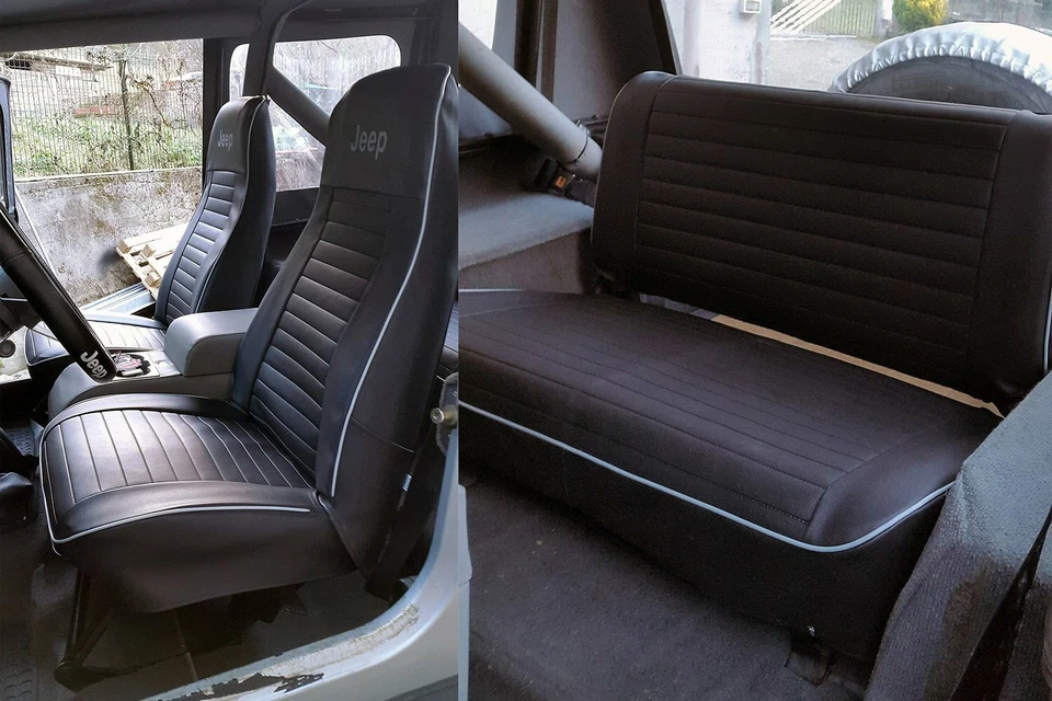 FODERE SEDILI AUTO COPRISEDILI JEEP WRANGLER -YJ/TJ - Similpelle nera # 2 - Imagen 1 de 1