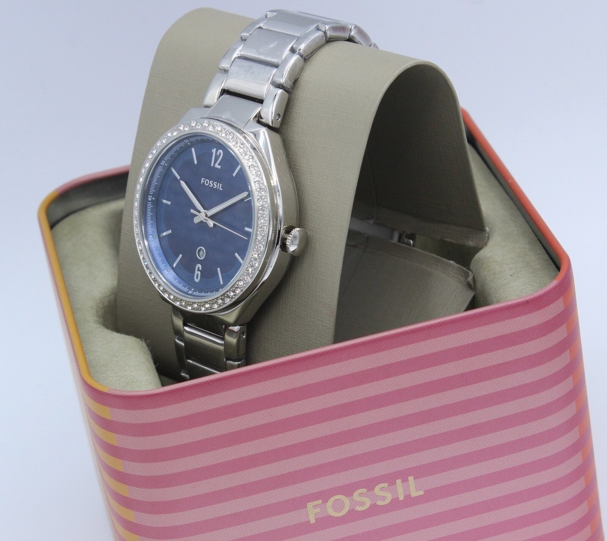 Fossil BQ3744 Ashtyn Mother of Pearl Dial Blue Leather Strap Watch Fossil Blue Leather Wristwatches for sale | eBay main image 2