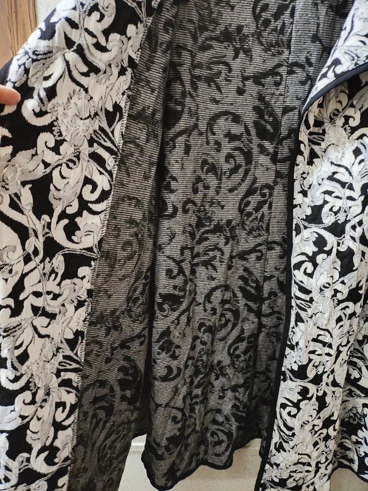 Blazer cardigã texturizado vintage LTX Sportswear 1XL preto branco limpo feito nos EUA - Imagem 4 de 4