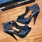 Steve Madden 5” Heel Size 6.5-7.0 Black Sateen Leather Platform Peep Pump — photo 2