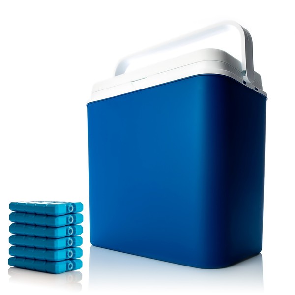 KüHlbox KüHltasche Thermobox 24L Groß Mit 6 KüHlakkus KüHltruhe FüR Camping Blau-image