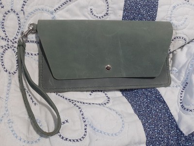 Green Isabella Style Leather Clutch Purse - Handmade/Hand Tooled - Tandy Leather