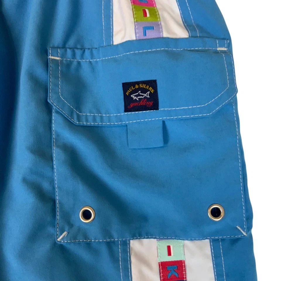 Pantalones Cortos de Natación Paul & Shark Yachting Para Hombres Azul Talla Grande Bandera Náutica Rayas Foto 3 de 4