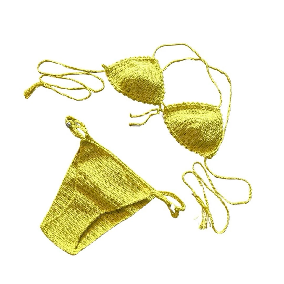 Lime Green Handmade Crochet Swimsuit - Image 2 of 3