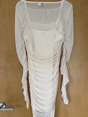 hanna schonberg nakd knit dress NEW NA-KD Cream Bodycon - Medium p3-CL-parent