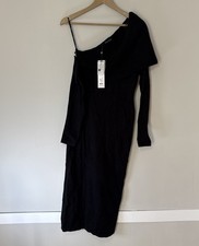 Mink Pink Knit One Shoulder Asymmetrical Dress Black Women’s Medium NWT