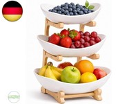 Obst Etagere 3 StöCkig Keramik Mit BambusstäNder – Etagere Obstschale FüR KüChe