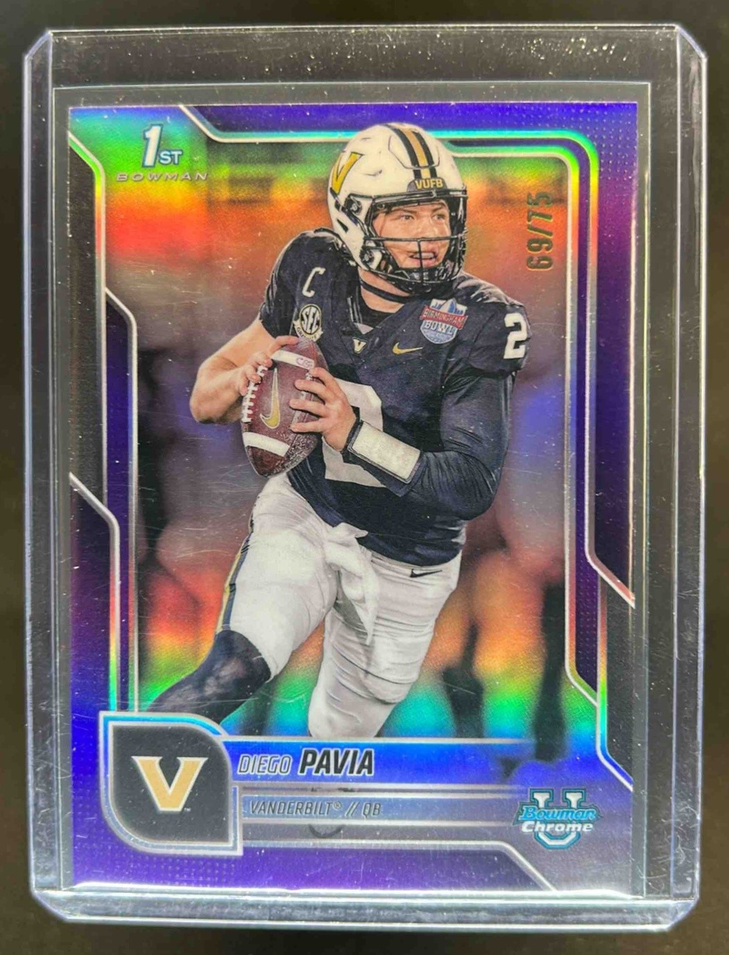 2025 Bowman Chrome U Diego Pavia Purple Refractor 1st Prospect #69/75