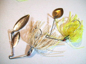 2 TERMINATOR TITANIUM SPINNERBAIT FISHING LURES BLUE/CHROME/WHT & TEAL/CHROME/CH