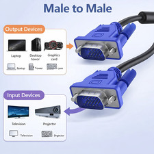 VGA SVGA Cable 6FT Male to Male LCD PC TV -Fast Shipping - USA Seller