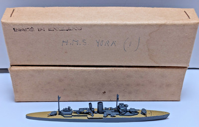 Tremo HMS York Waterline Ship Model 1:1200 Metal 1930s England Boxed