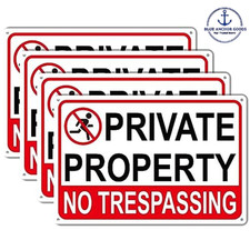 4 Pack Large No Trespassing Signs Private Property, 8X12 Inch Rust Free Aluminum