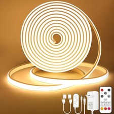 COB LED Streifen 10M Dimmbar Warmweiss 3000K mit Fernbedienung 48W, 10mm Breit