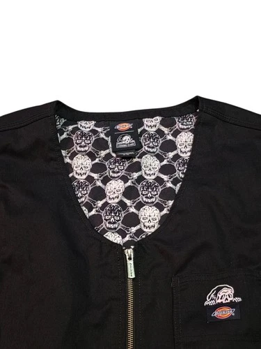 Dickies x  Lurking Class Collab Canvas Black Oversized Vest Full-Zip Size M image 4