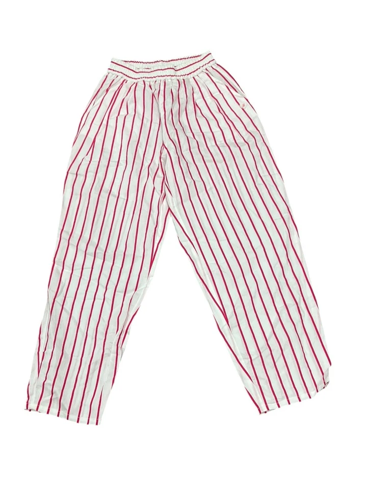 MONNALISA 女孩 10 白色 MAGENTA 粉色条纹拉休闲裤 163 美元 — 第 3/4 张图片