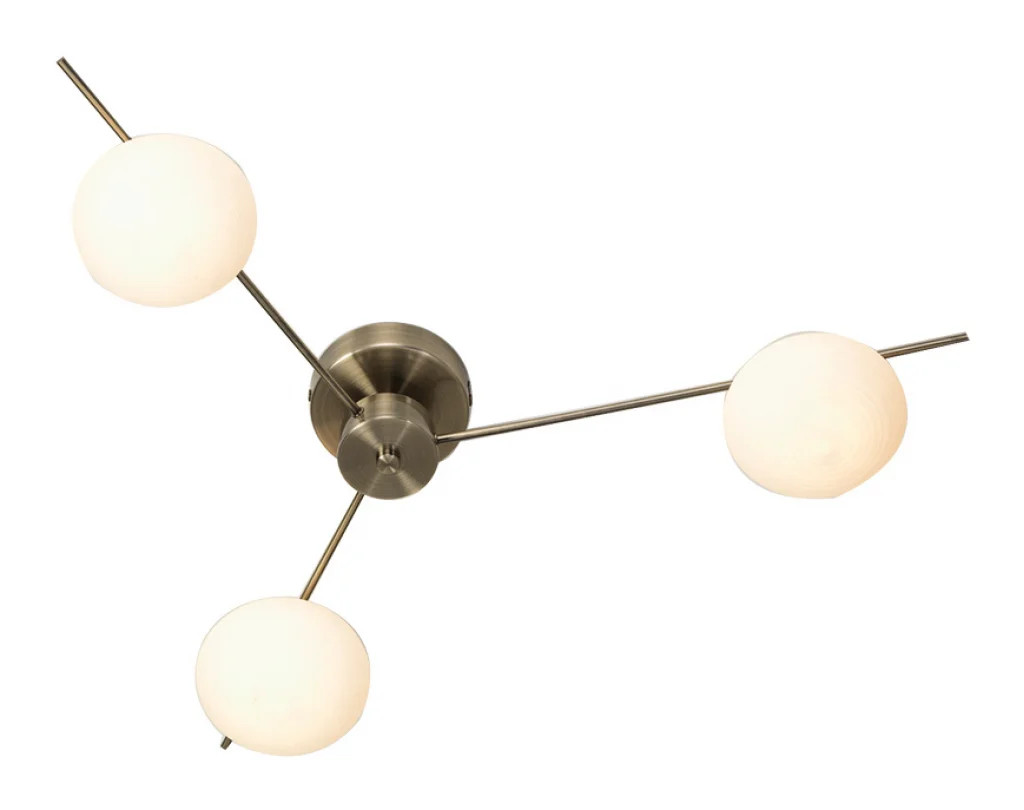 Ceiling Light Brass Ruse 3 Antique Oaks Lighting 1607/3 AB