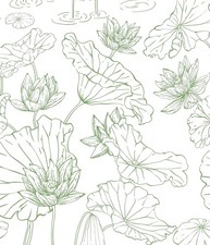 Peel and Stick Wallpaper Green and White Floral Contact Paper Peel and Stick ...