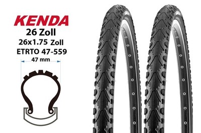 2 Stück 26 Zoll Fahrrad Reifen KENDA Khan 26x1.75 Pannenschutz 47-559