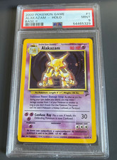 PSA 9 Alakazam 1/130 Holo Rare Base Set 2 Pokemon Card WOTC 2000 Vintage Mint