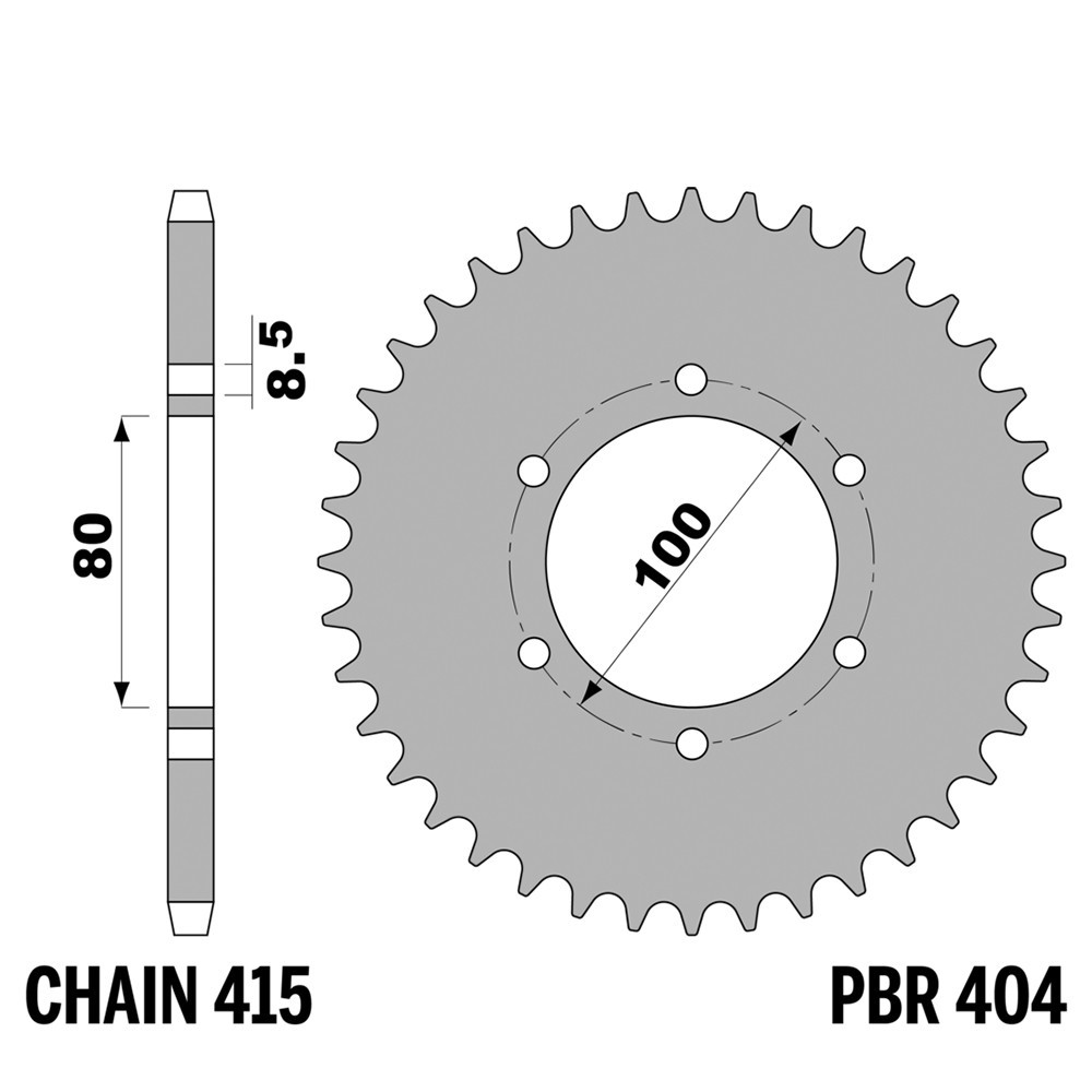 Couronne en fer PBR 46 dents pas 415 haute résistance Rieju Drac