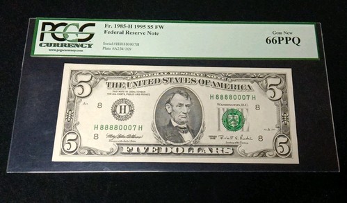 1995 $ 5 Dollar Note Bill, PCGS 66 PPQ - Picture 3 of 3