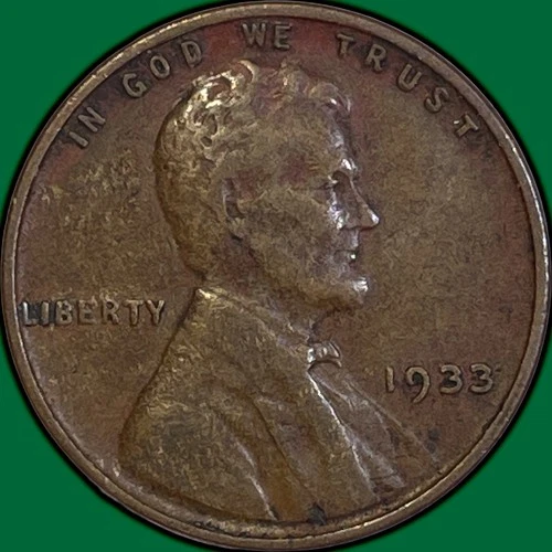 1933 Lincoln Wheat Cent Extremely Fine XF Coin #36174