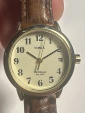 Timex Ladies Watch T20071, Easy Reader , Date, Brown Leather, Indiglo- New Batt