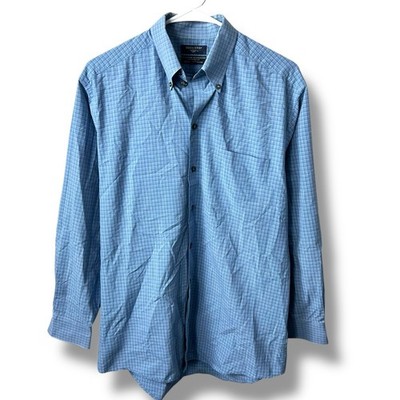 Docker Shirt Size M 15.5 32/33 Blue Plaid Longsleeve Button Down