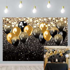 Black Gold Balloon Backdrop Birthday Wedding Prom Graduation Photography Backgro