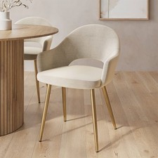Set of 2 Beige Upholstered Dining Chairs with Gold Legs - Colbie CLB022
