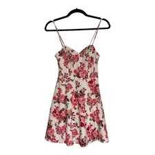 Pink Floral Mini Dress, Size 1 Women, Adjustable Spaghetti Strap