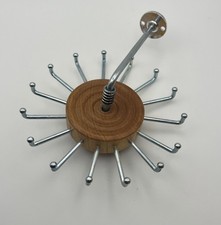 Vintage Ty-Master Rotator Tie Rack 16-Hook Wood Chrome Wall Mount Box