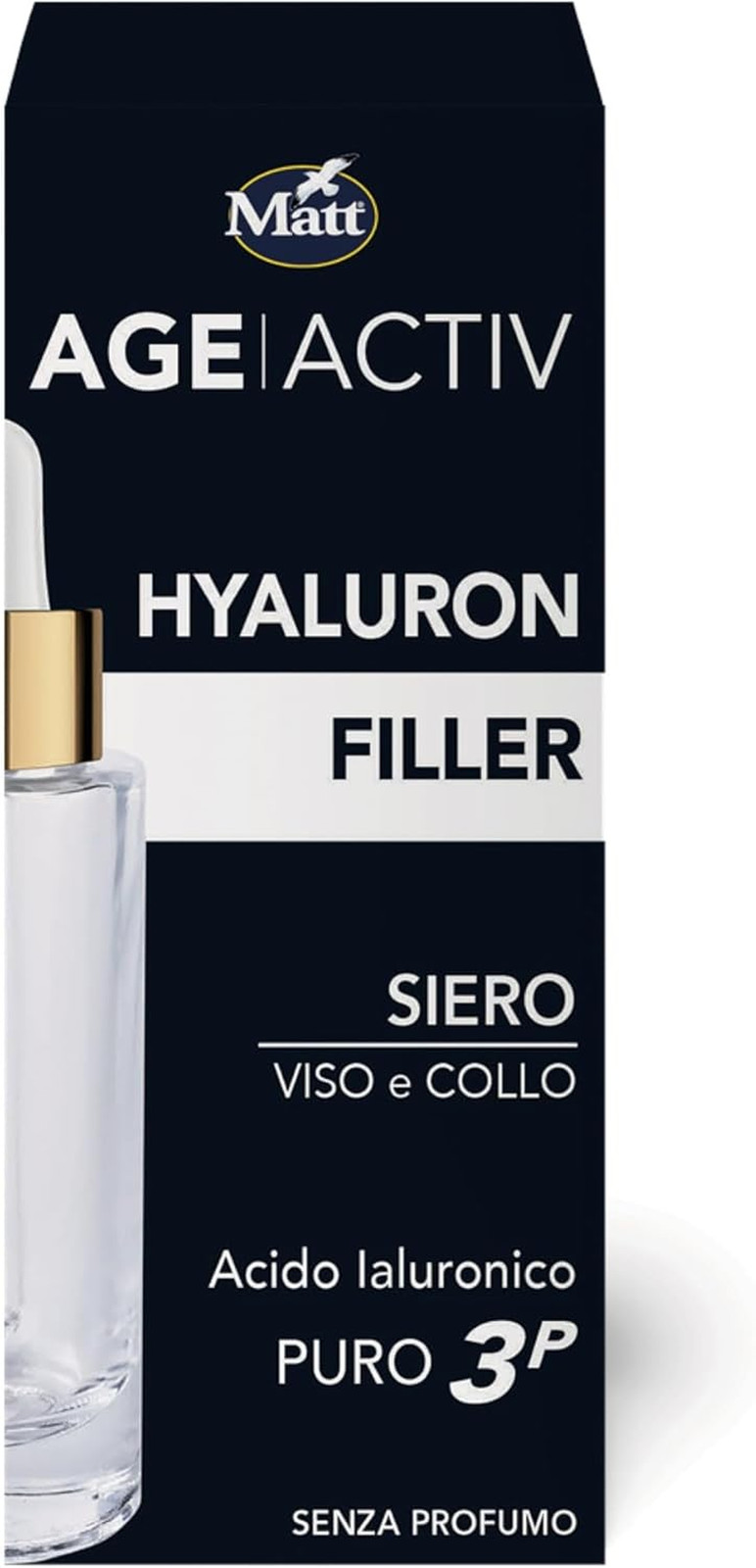 , AGEACTIV Hyaluron Filler, Siero Viso E Collo Con Acido Ialuronico Puro, Tripla