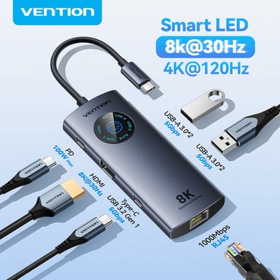 Vention USB-C Hub 8K HDMI Docking Station Ethernet RJ45 PD 100W USB 3.0 MacBook