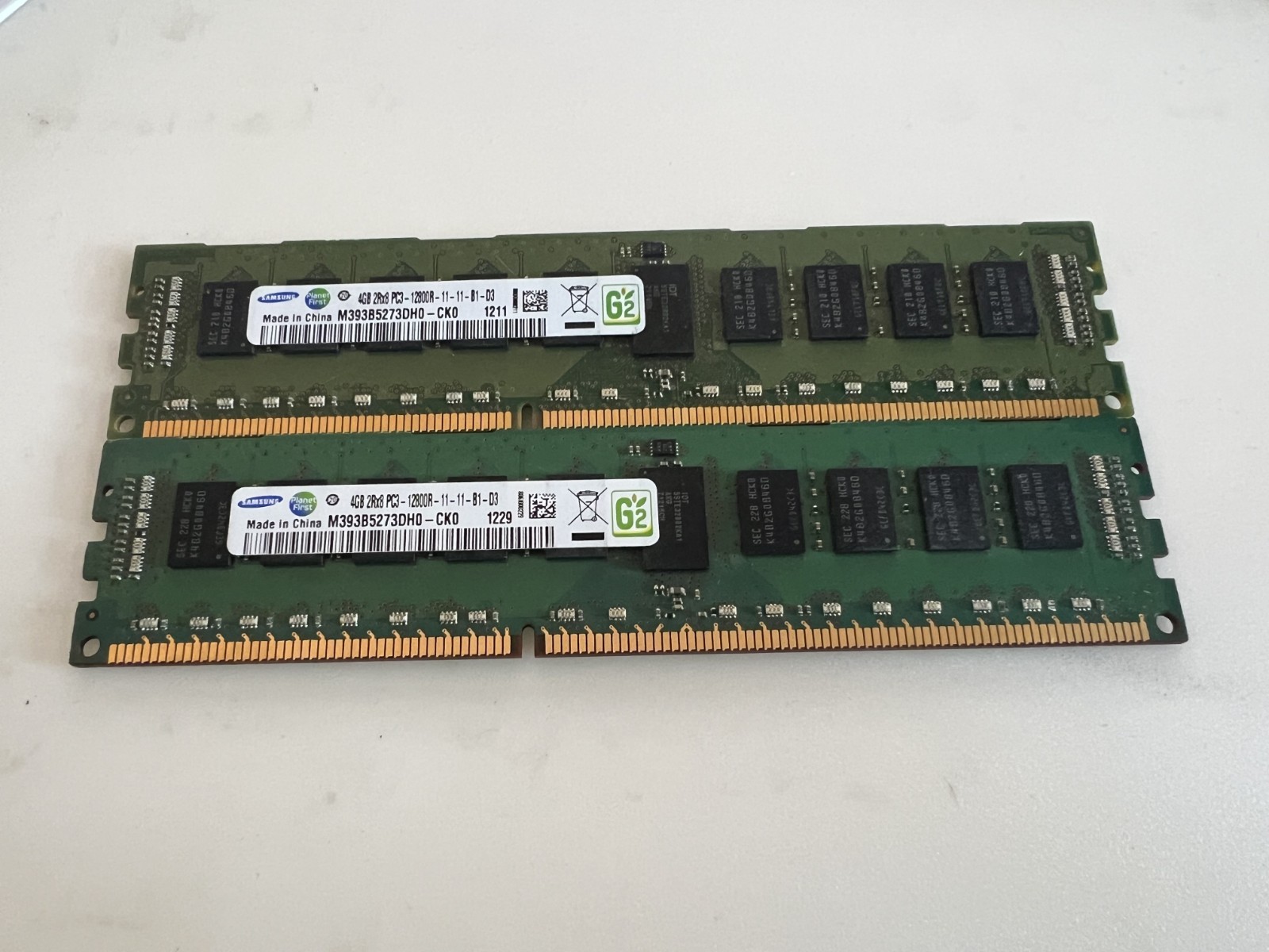 Kit 8GB (2x 4GB) Samsung DDR3 ECC RAM PC3-12800R 1600MHz Server M393B5273DH0-CK0