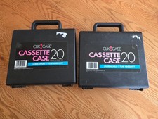 2x Vintage Clik Case Black Cassette Case Holder Storage Unbreakable USA 20