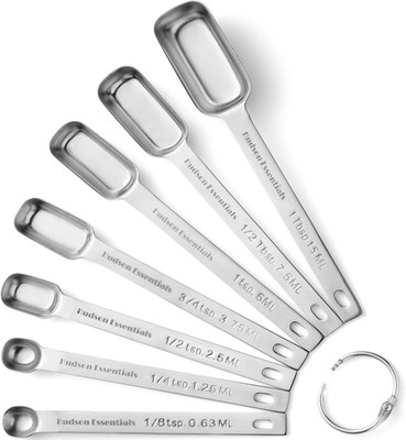 Stainless Steel Measuring Spoons Set of 7 - Fits in Spice Jars