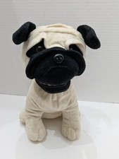 Max Pug Dog Plush Stuffed Animal Toy Factory Cream Black Sitting 12"