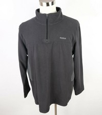 Reebok Mens Warm Fleece 1/4 Zip Black Dark Gray Sweater Size XL