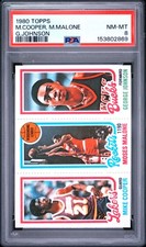 1980 TOPPS GEORGE JOHNSON/MIKE COOPER RC/MOSES MALONE PSA 8