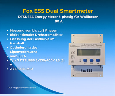 Fox ESS DTSU666 Dual Smartmeter 80A 2xRS485